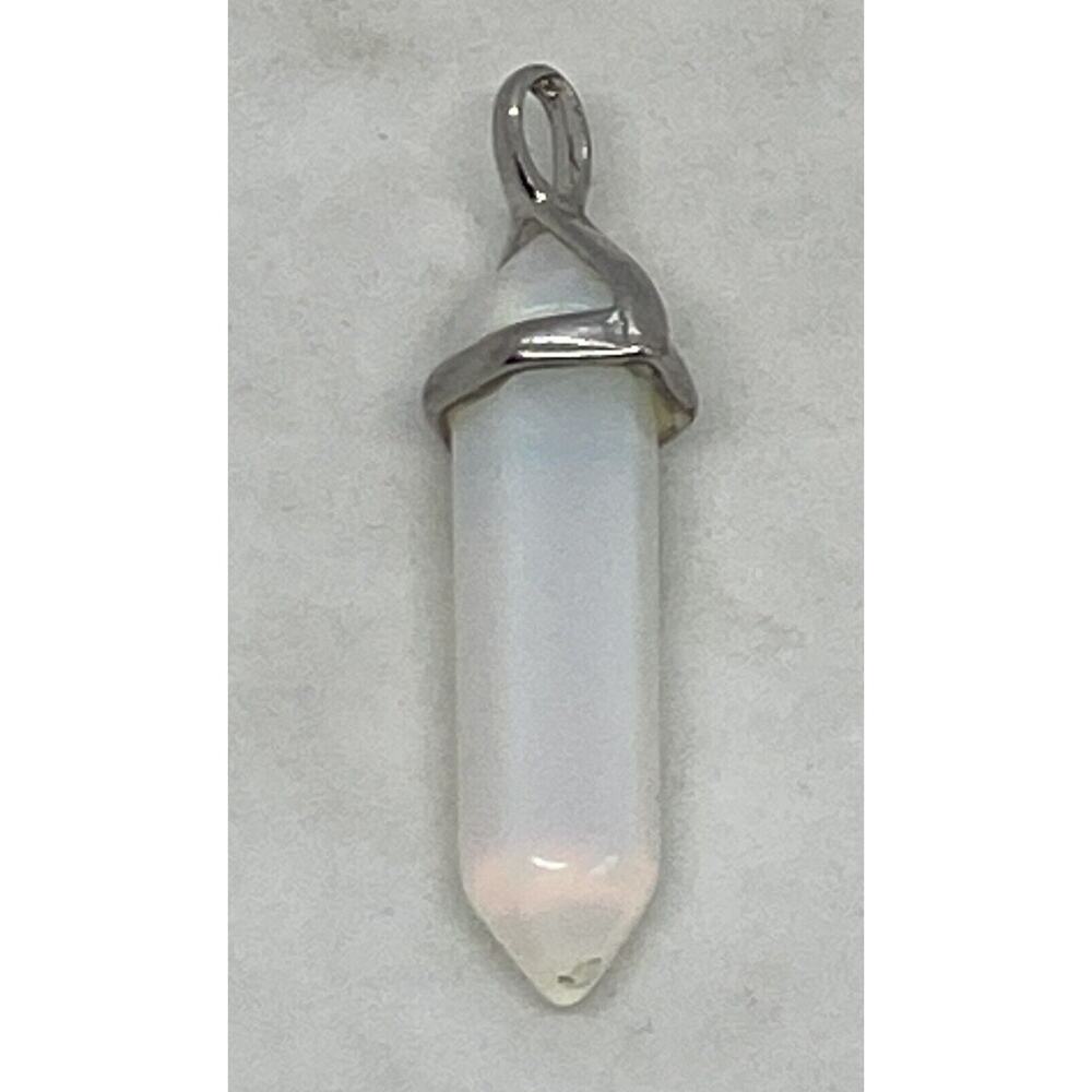 Crystal Quartz 1.75" Pendant Double Terminated Point Hexagonal White Jade Healer - Picture 6 of 13